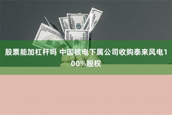 股票能加杠杆吗 中国核电下属公司收购泰来风电100%股权